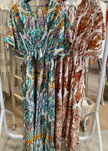 Load image into Gallery viewer, Green print maxi dress sheer
