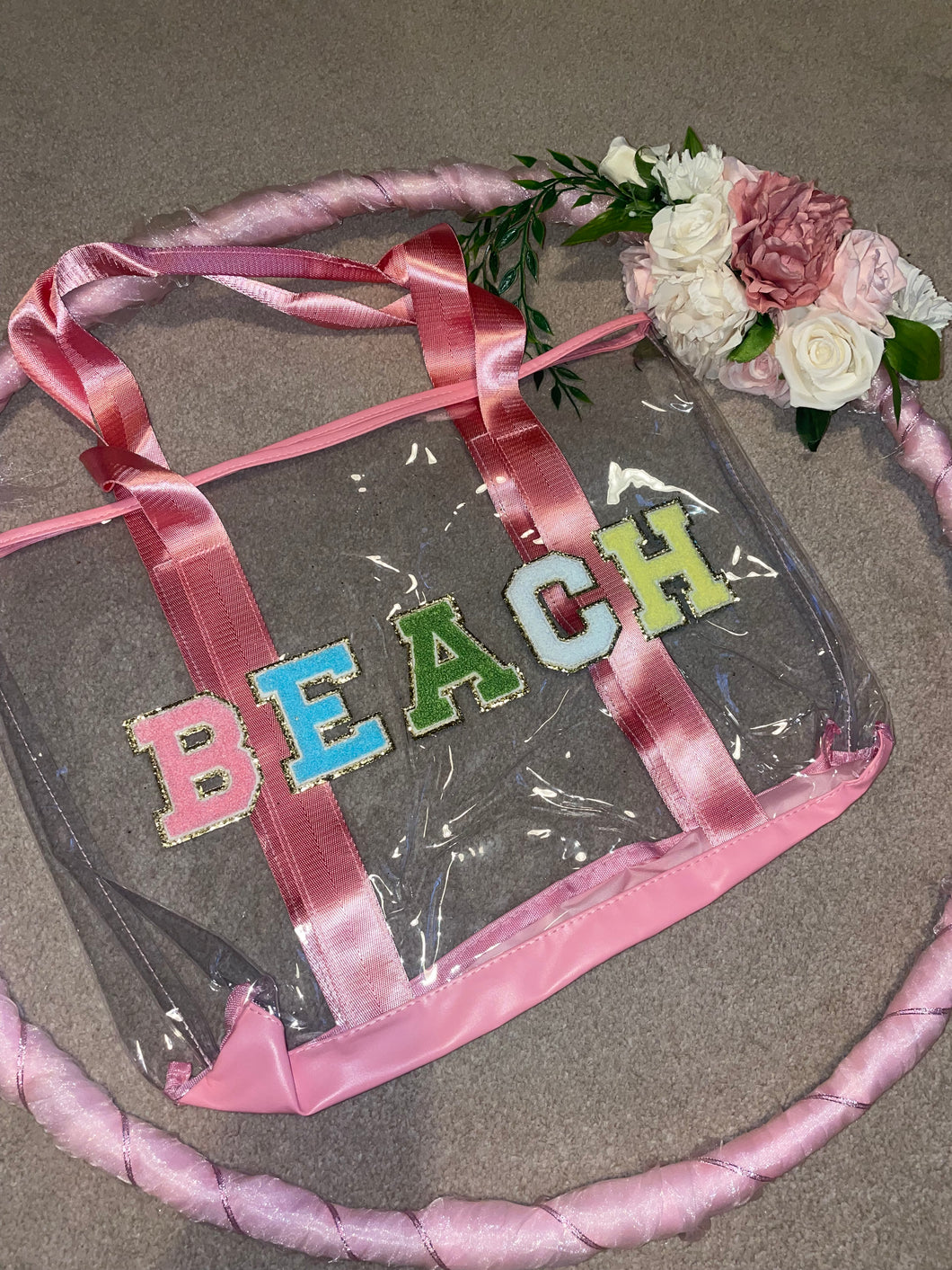 Beach felt letter tote bag