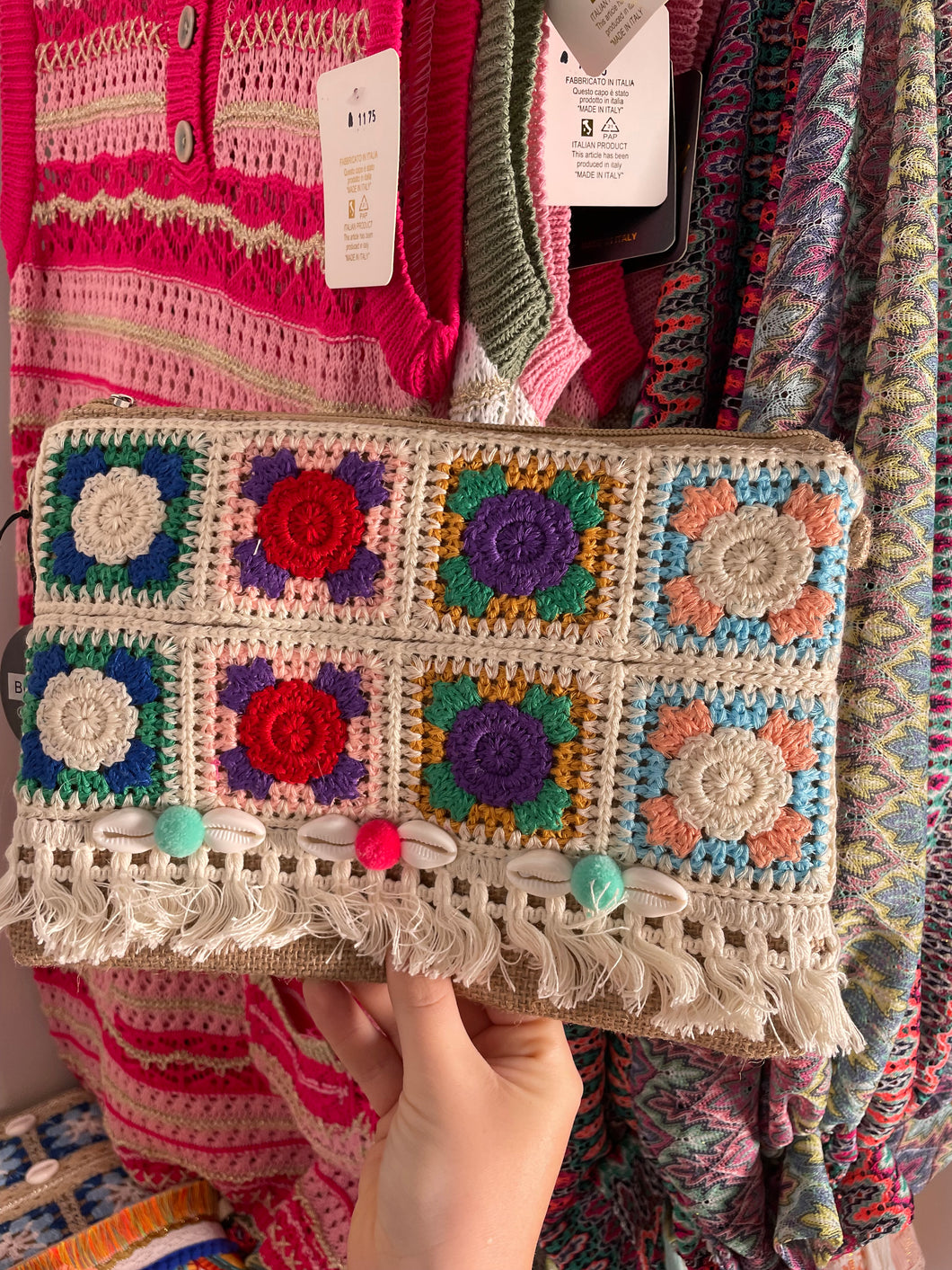 Crochet block clutch/ shoulder bag